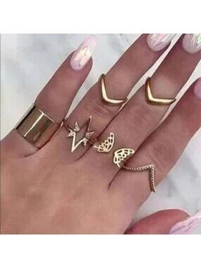 GOLD 3/$30 7pc Butterfly Ring Set